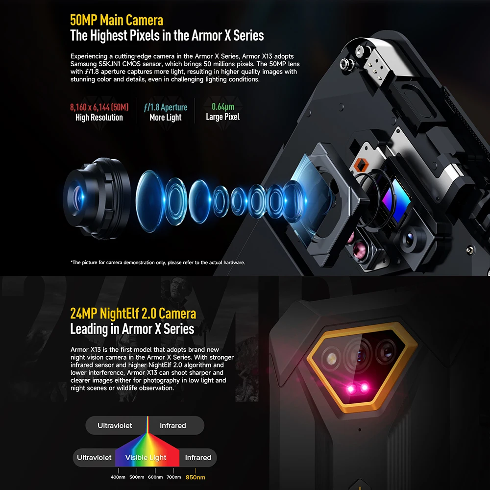 Ulefone Armor X13 ما يصل إلى 12 جيجابايت + 64 جيجا أندرويد 13، 6320 مللي أمبير 50 ميجابكسل 6.52 بوصة NFC 4G، نظام تحديد المواقع الإصدار العالمي #4