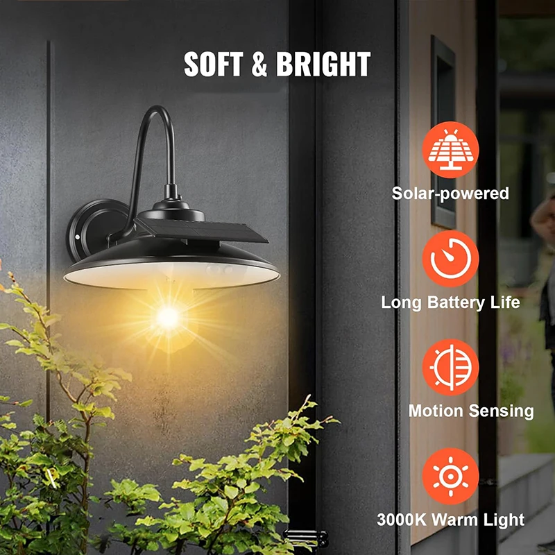

Solar Wall Lights Outdoor with 3 Lighting Modes & Motion Sensor, Solar Barn Light Solar Wall Light Decor for Barn, Wall, Porch