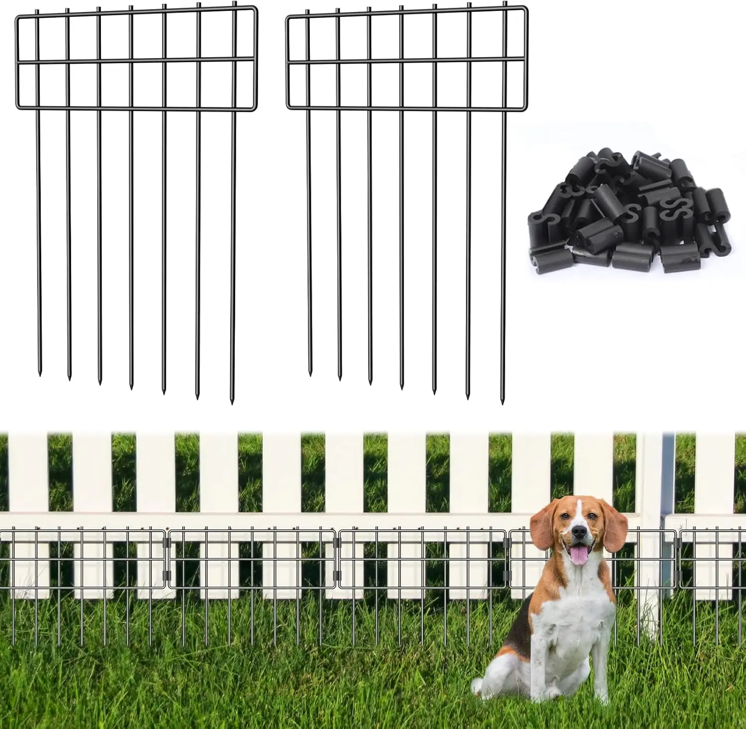 

25-Pack No-Dig Garden Fence, 17"H x 27'L Rustproof Metal Barrier for Dogs and Rabbits