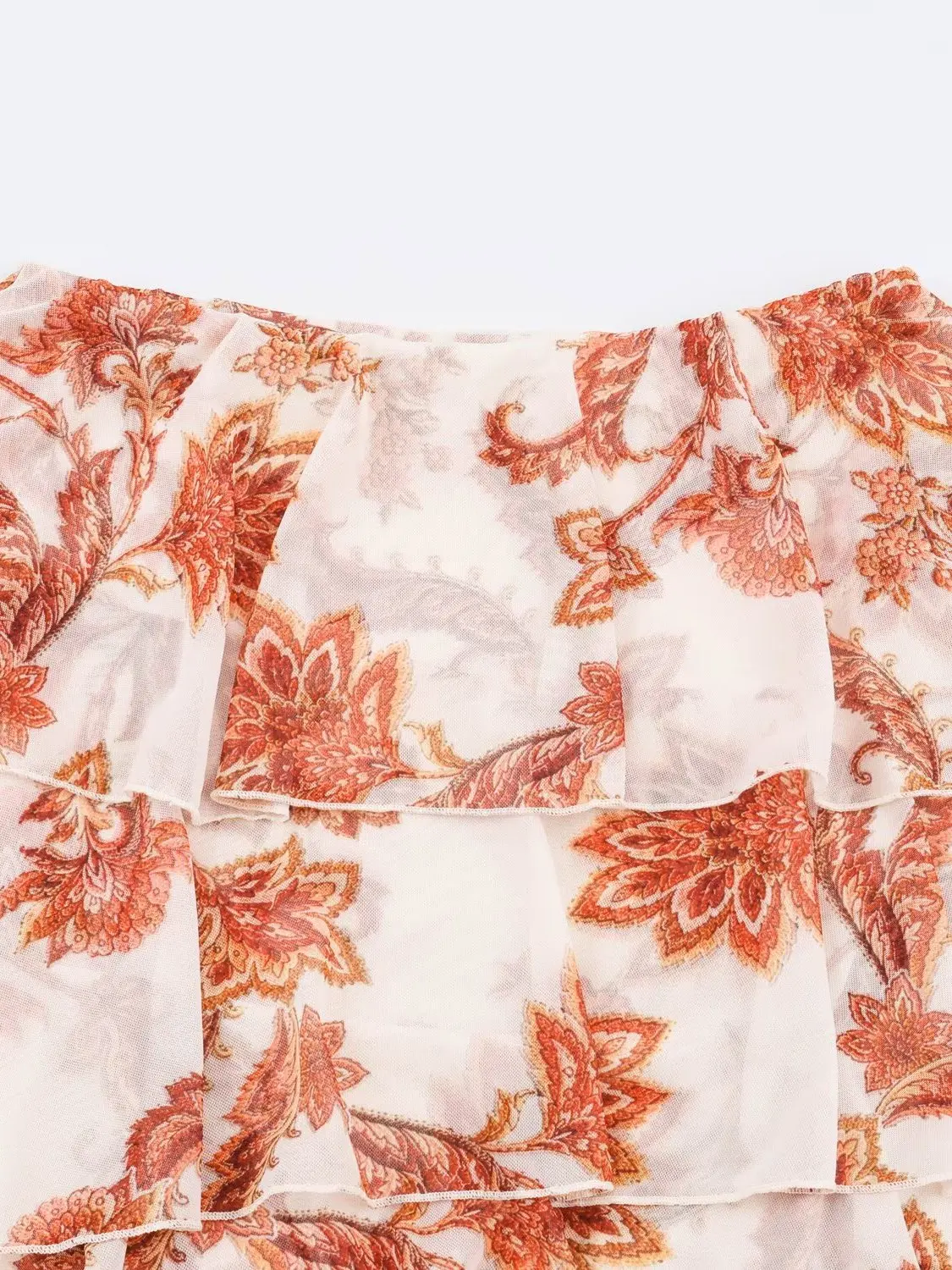 Elegant Slimming Printed Layered Decorative Skirt Women's A-Line Midi Skirt Standard Fit Autumn New Arrival Polyester Fabric