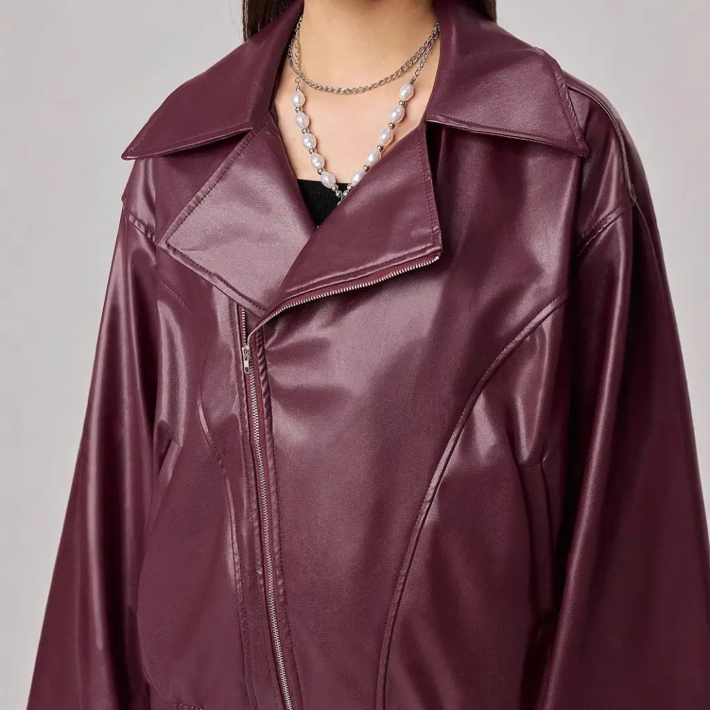 Lose Langarm-Lederjacke für Damen, europäisch, amerikanisch, Ins Fashion Export Ready Stock 73179