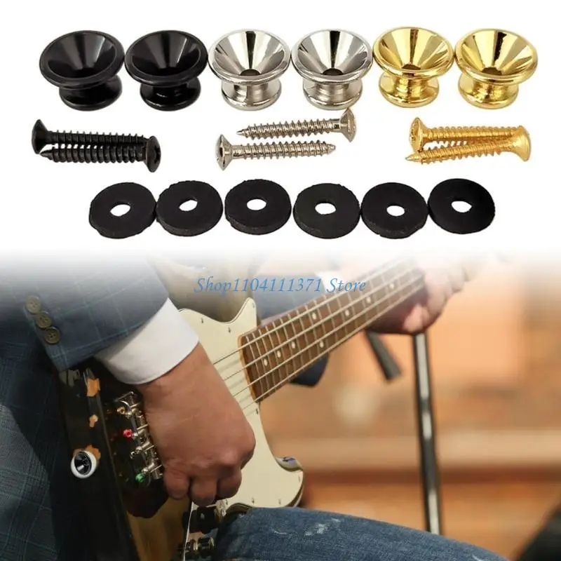 P9FC 10pcs Gitarrengurt Locks Metal Gitarrengurtknöpfe Schloss Endstift Enduring