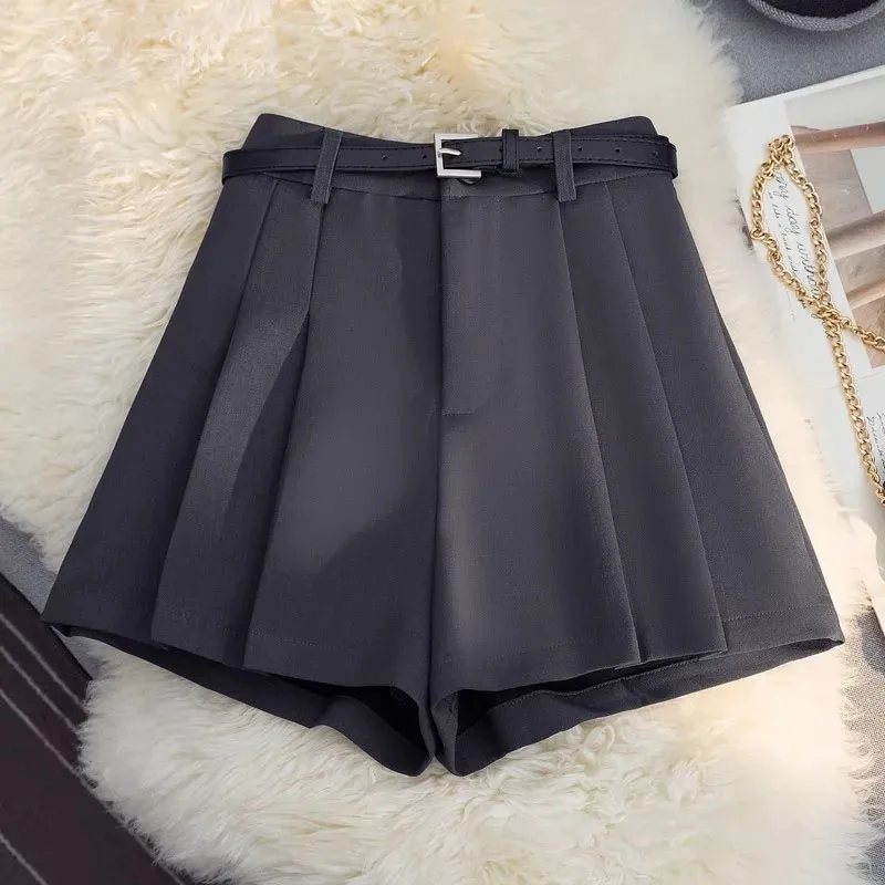 Biyaby Belt Pleated Skirts Women Summer High Waist Jk Mini Skirts Girls Black White School Uniform Student A Line Skirt 2024 New