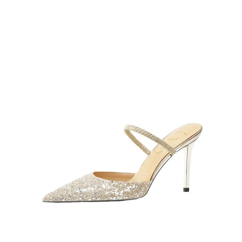 

Женская обувь из овчины на высоком тонком каблуке, модные банкетные женские туфли на каблуке, свадебные туфли, сандалии на высоком каблуке для подружки невесты, Chaussures