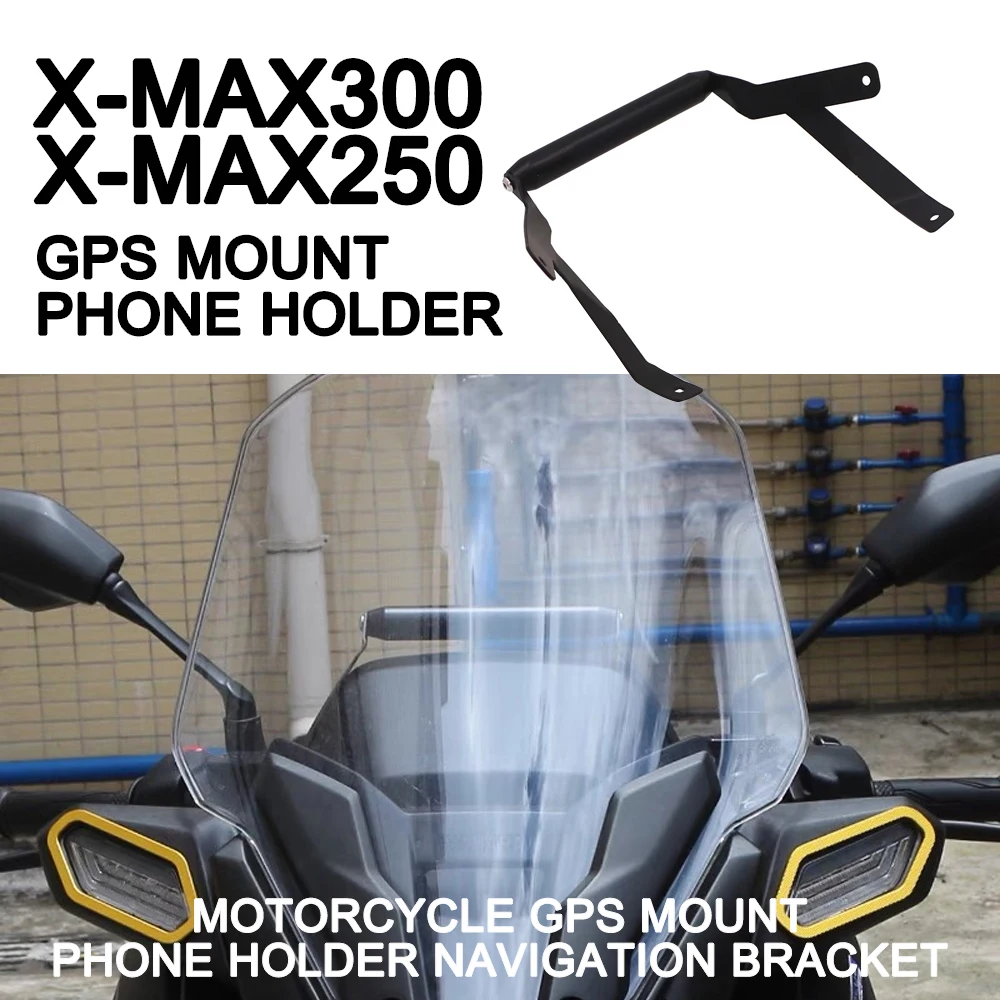 

Передняя подставка для телефона для мотоцикла Yamaha XMAX 300 XMAX300 2023, держатель для смартфона, телефона, GPS навигатора, пластинчатый кронштейн