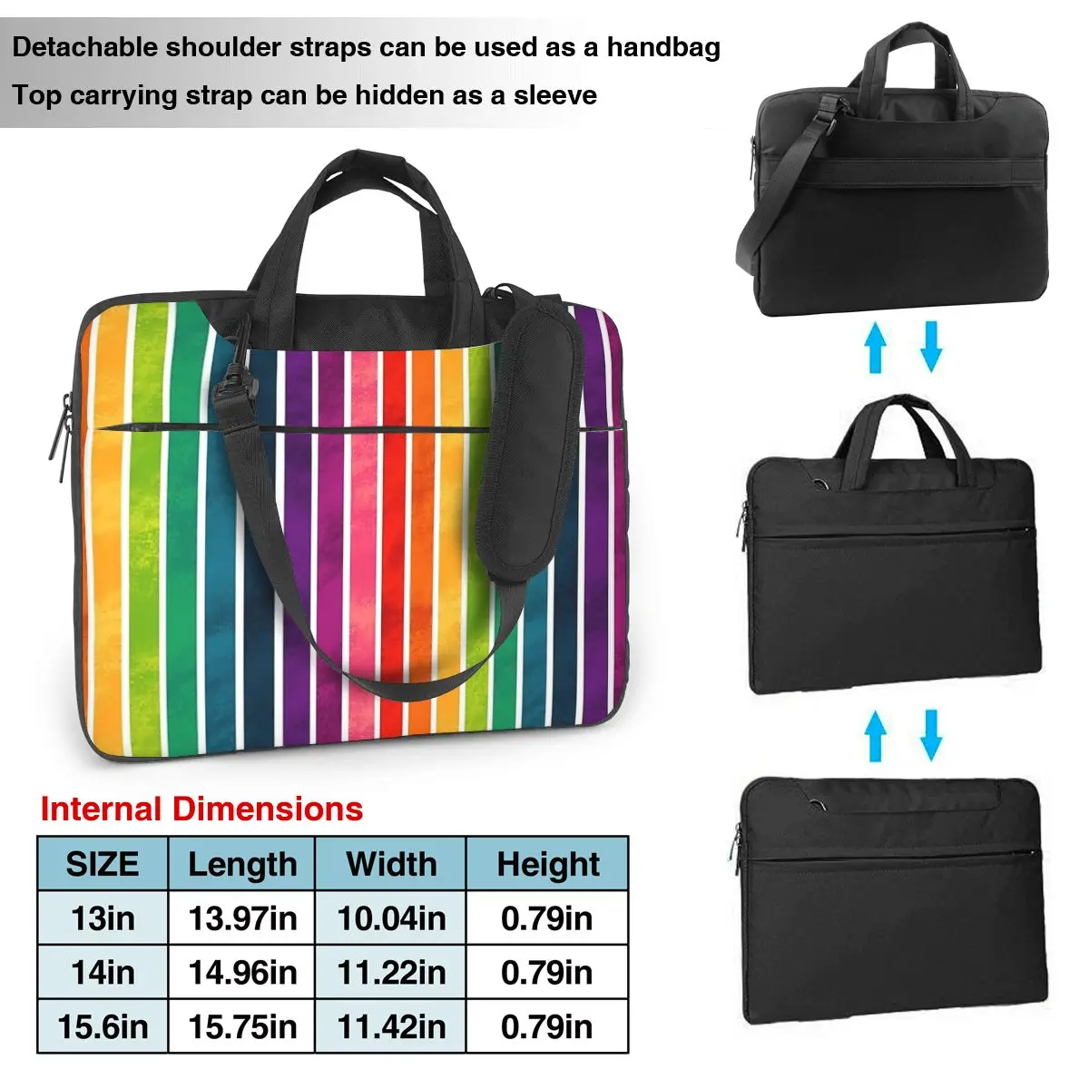 Rainbow Stripes Laptop Bag Protective Case Computer Bag 13 14 15.6 Inch Crossbody Notebook Pouch For Macbook Pro Air