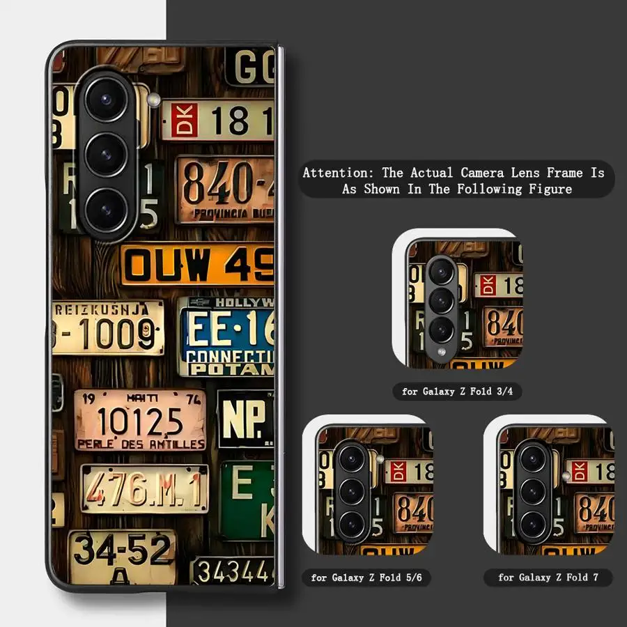 Retro Car Number Plates Case for Samsung Galaxy Z Fold 8 Ultra ZFold3 Z Fold 7 6 5 4 3 ZFold6 ZFold5 ZFold4 ZFold7 Phone Cover - view 5