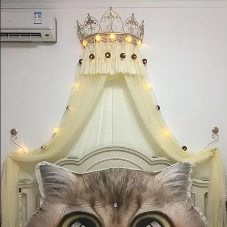 

# Hot Sales European Style Wrought Iron Bed Curtain Frame Curtain Frame Crown Princess Bedside Bracket Mosquito Net Frame