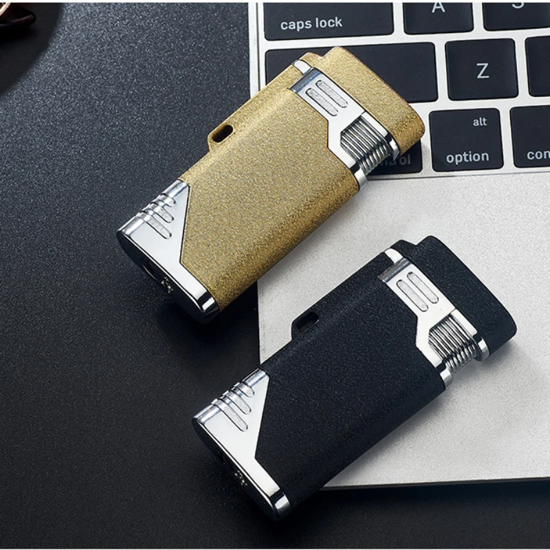 With Keychain Torch Turbine Lighter Jet Butane Blue Fire Cigar gas Lighter Cigarette Lighter 1300 C Butane Windproof Lighters