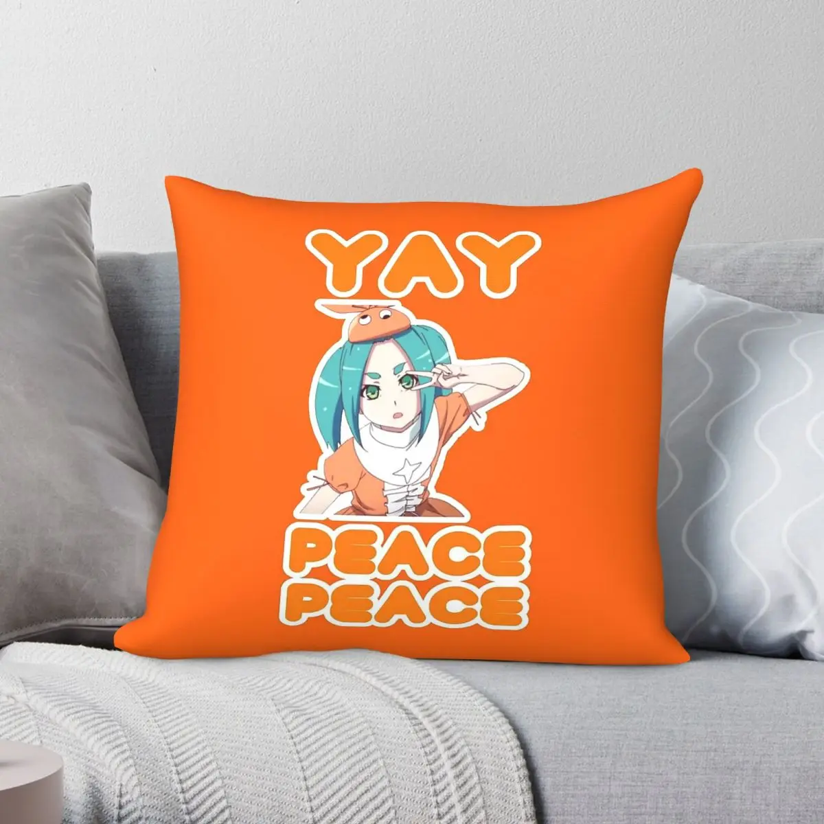 Bakemonogatari Yotsugi Ononoki Peace Square Pillowcase Polyester Linen Velvet Printed Zip Decor Pillow Case Room Cushion Cover