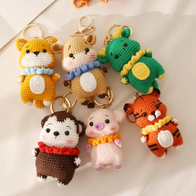 

Cartoon Zodiac Series Dolls DIY Hand-knitted Mobile Phone Car or Keychain Cute Ornaments