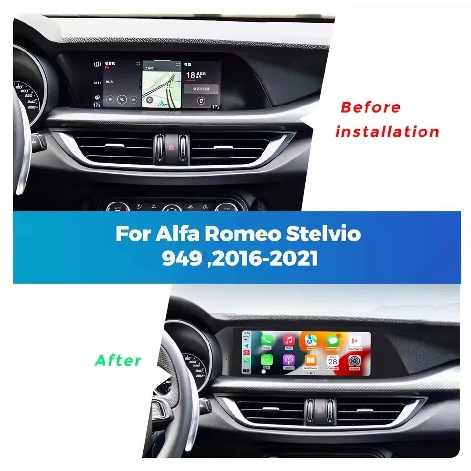 Android14 For Alfa Romeo Giulia Stelvio 2016-2021 Car Radio Automobile Multimedia CarPlay Auto Bluetooth GPS Navigation Stereo