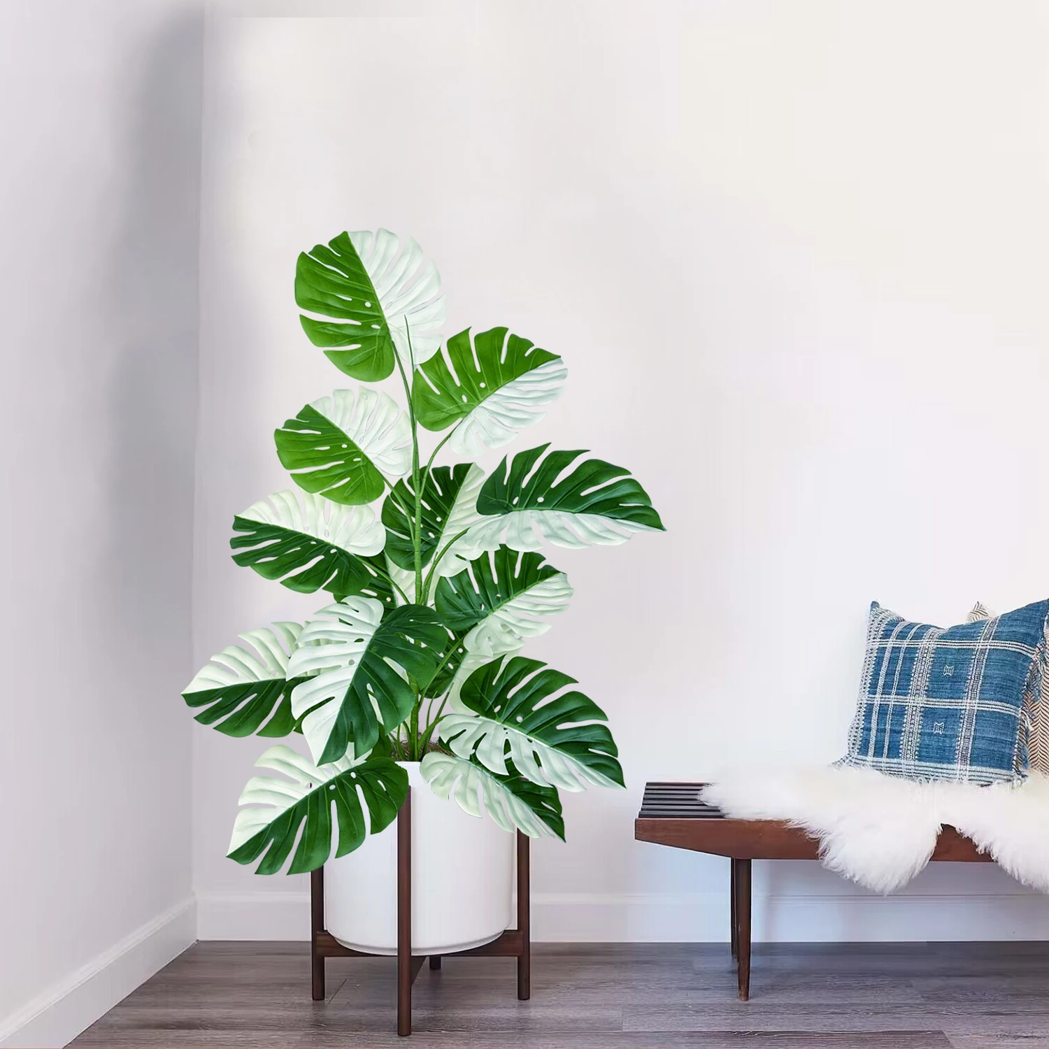 Planta Monstera de 65/100cm, hoja de plástico, rama de planta falsa, hojas realistas, planta Artificial ornamental de interior para decoración del