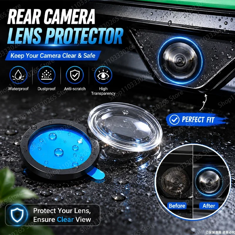 Waterproof & Dustproof Car Reverse Camera Lens Protector, Anti-Scratch Cover with No Image Quality Loss