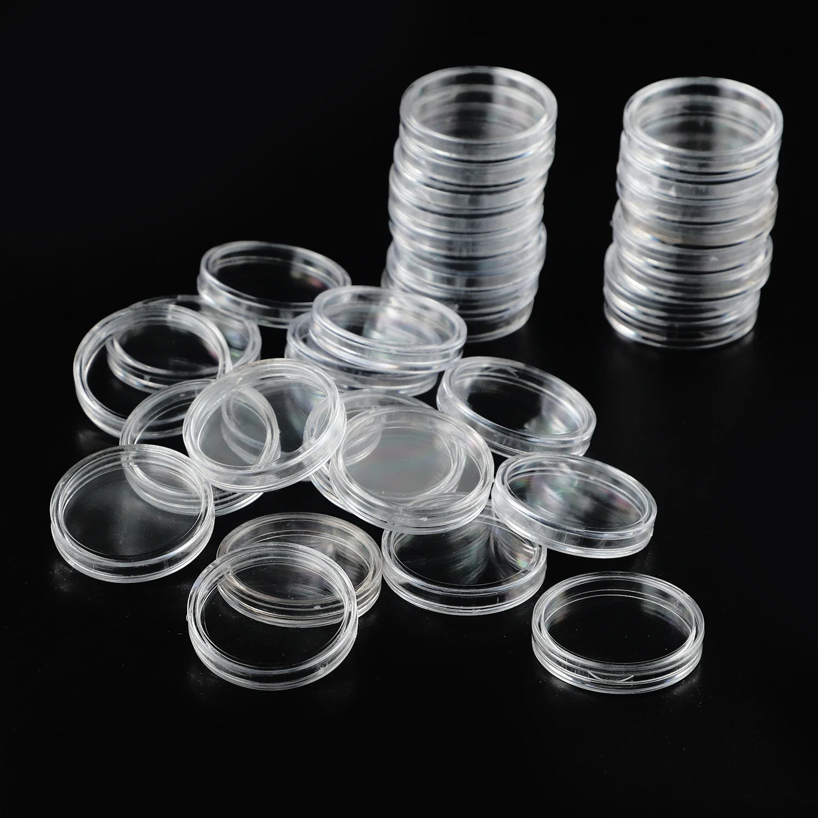 100Pcs 26mm Transparent Coin Cases Holder Collecting Box Case Transparent Round Coin Capsules Holder Collect Storage Container