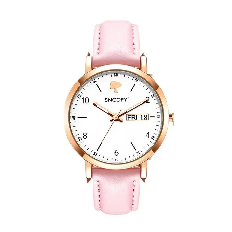 New Snoopy Watch Kawaii Cartoon Waterproof Band Calendar Watch Women Clothing Accessories Office Fashion Watch Holiday Gift