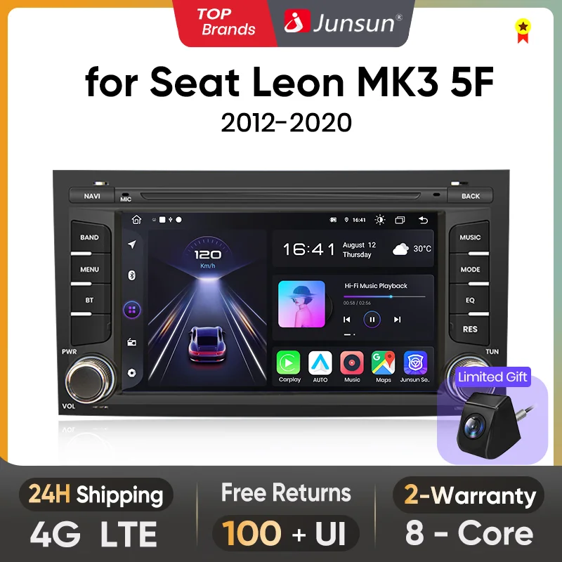 Junsun Android 13 Radio Autoradio for Seat Leon MK3 5F 2012 - 2020 Ibiza 2016 Car Intelligent Systems for Apple Carplay GPS RDS