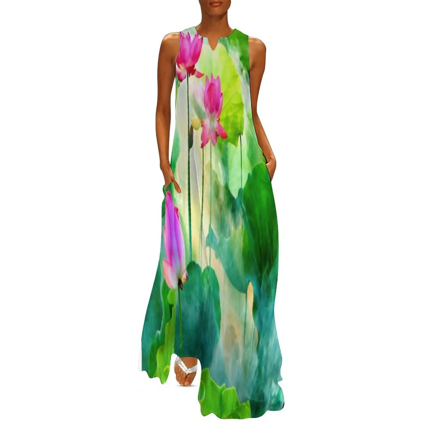 

lotus aquatic plant Long Dress ladies dresses for women 2024 Elegant gown