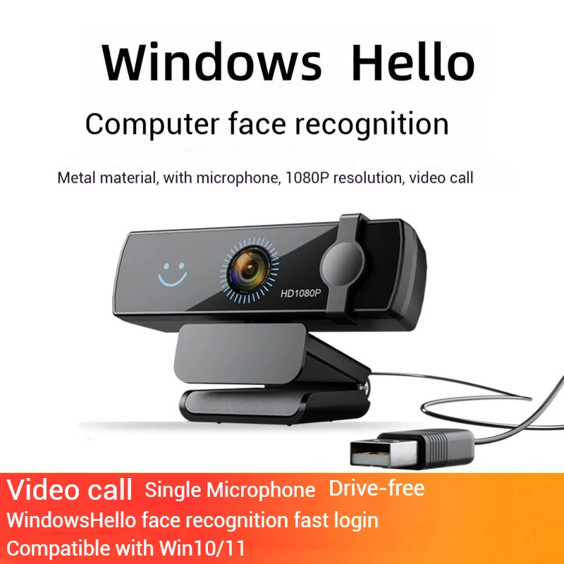 USB Online Mini PC Windows Hello 1080P Professional Video Microphone Video Online Class Webcams 4K Way Computer Webcam Camera