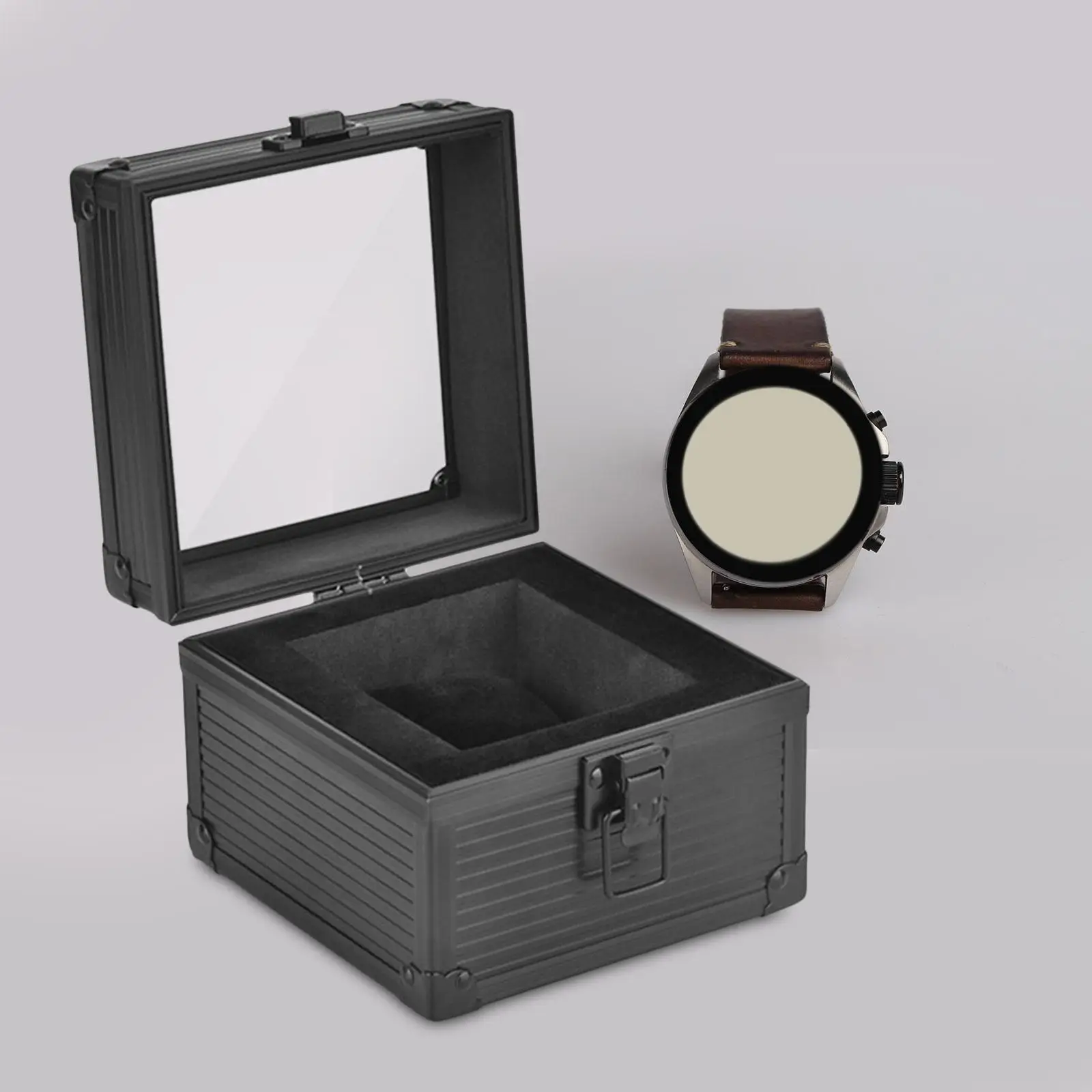 

Single Watch Storage Box Aluminum Alloy Watch Case Container for Men Premium Watch Box for Wristwatches and Smart Watches