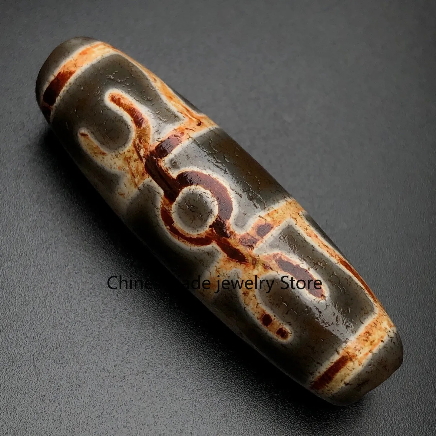 Rare Tibetan Buddhism Agate Vajra Pestle Dzi Bead Amulet Necklace Pendant Z3748