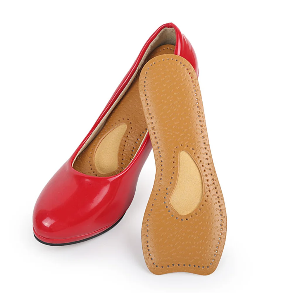

1 Pair 3/4 Length Latex Genuine Cowhide Insoles Insert For Women Size 36-38 Yellow Anti-Slip Shock Absorbing Heel Grips Pads