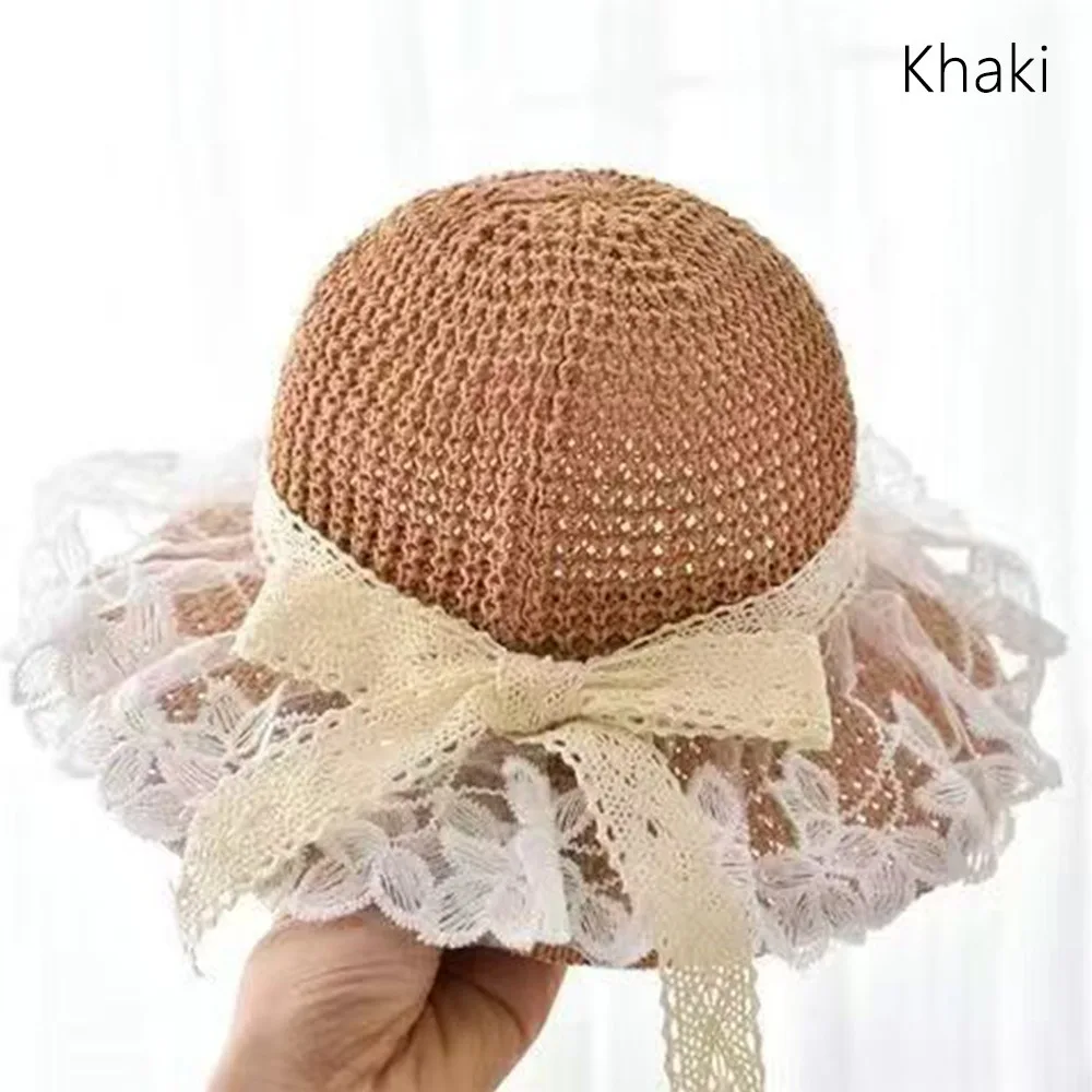 

New UV Protection Lace Straw Hat Wide Brim Foldable Kids Sun Hats Lace Up 1-3Year Baby Sun Hat Summer Outdoor