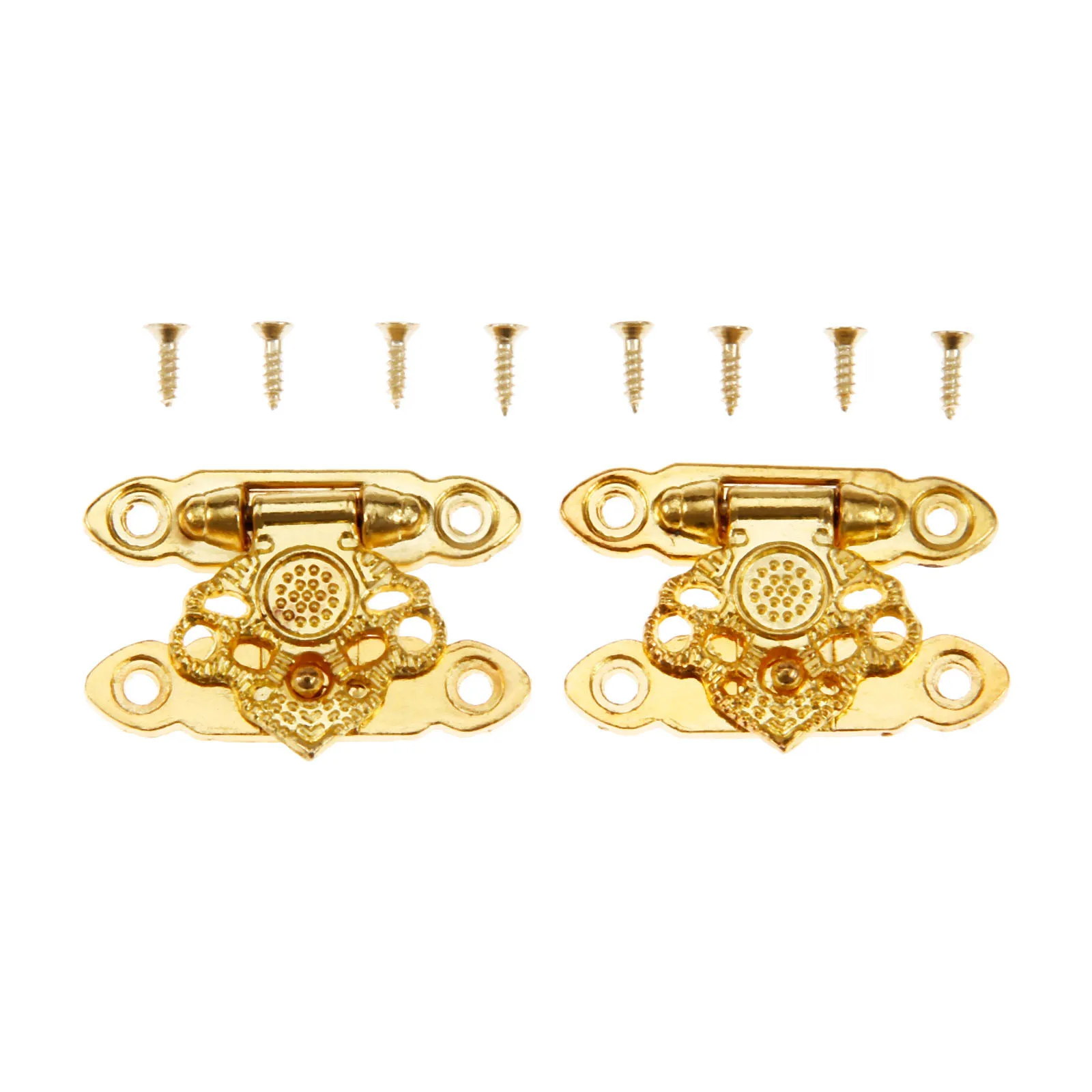 6 Pcs Box Latch Clasps with Screws Decorative Hasp Latches for Cabinet Jewelry Wooden Box Case Buckle Gold 35 x 25mm Zinc Alloy