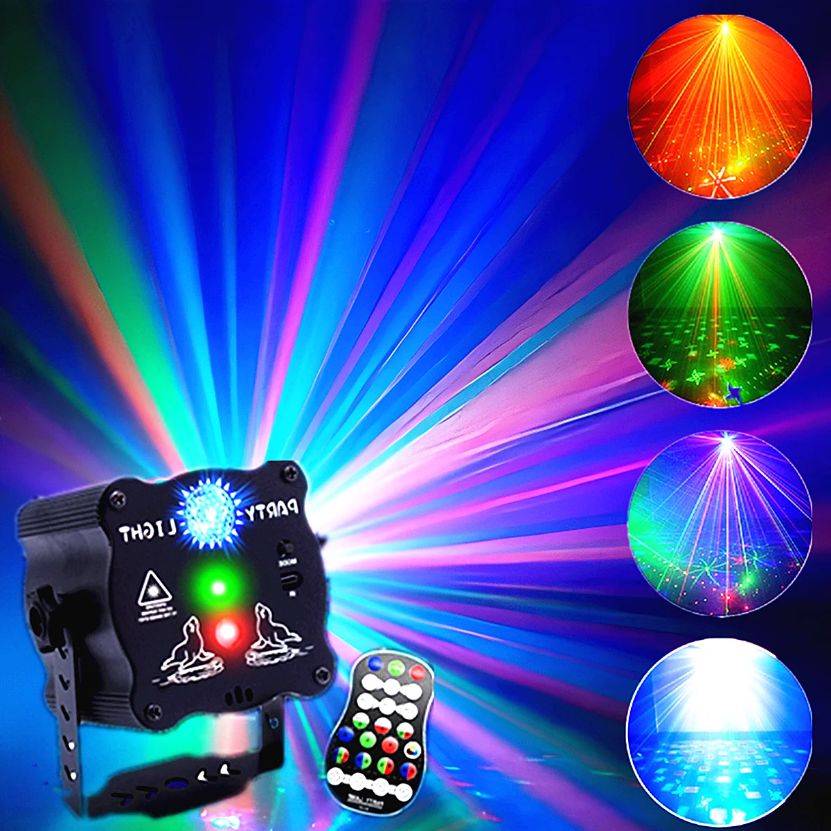 Party Lights Disco Light Disco Ball RGB Sound Activated Laser Lights Dj Lights Projector with Remote Control for Xmas Club Parti