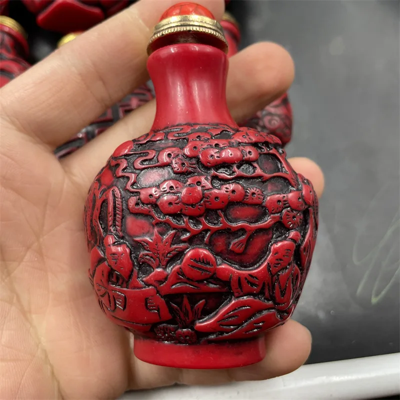 Vintage Optimized Red Imitation Ornament Blue Turquoise Snuff Bottle