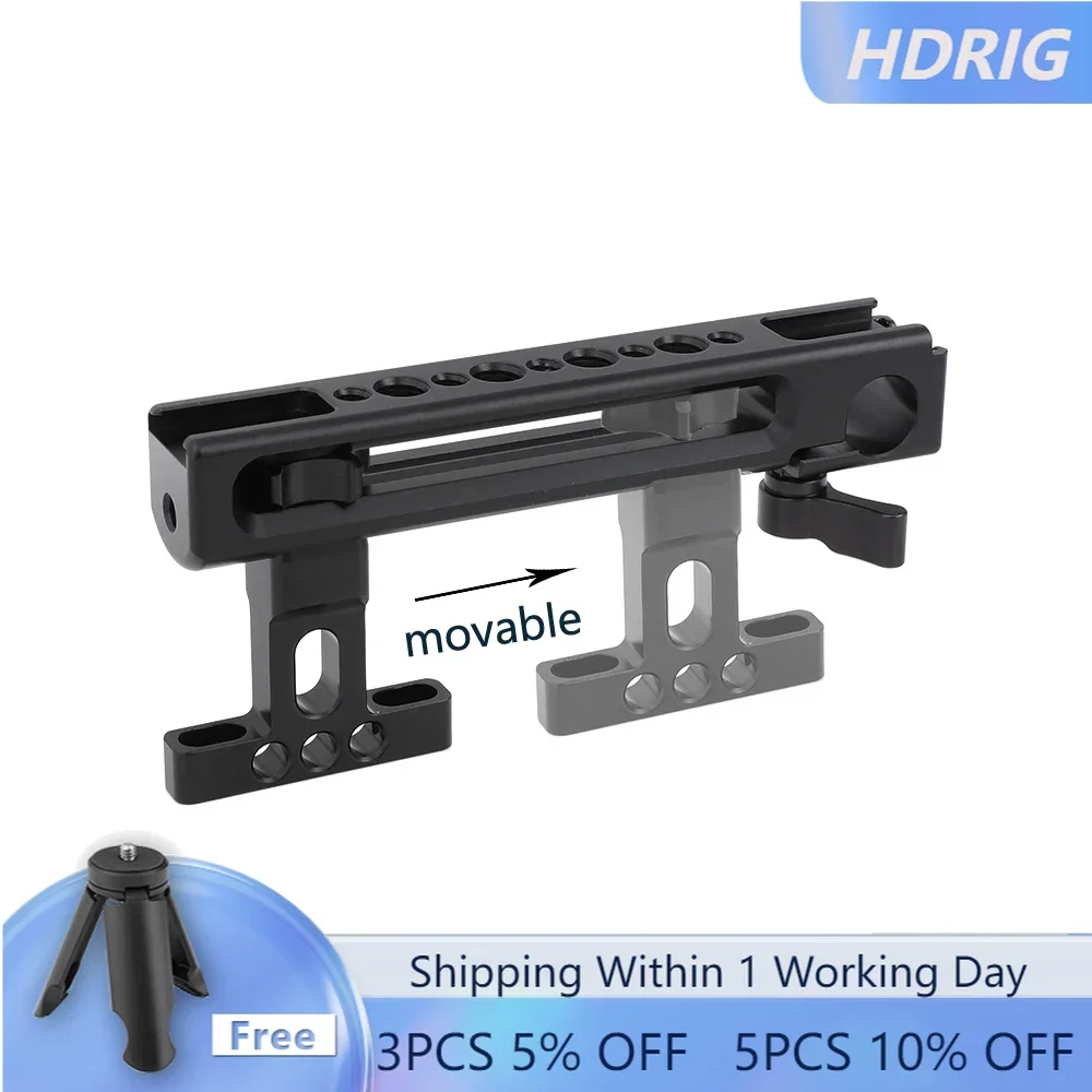 

HDRIG Aluminum Top Handgrip with Detachable Handle Seat 1/4" Mounting Points Built-in 15mm Rod Clamp Shoe Mount for Camera Cage