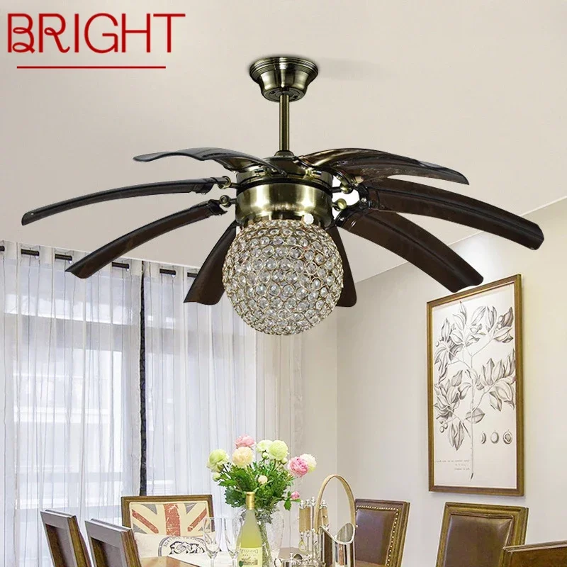 

BRIGHTNordic LED Fan Light American Vintage Restaurant Living Room Study Ceiling Fan Light Remote Electric Fan Light