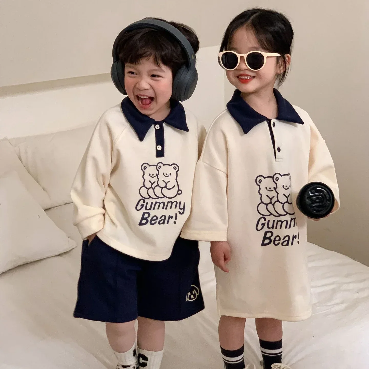 Spring Kids Brothers And Sister Long Sleeves Clothes Children Two Piece Clothing Set For Boys Outfits Korea Girls Dress  123