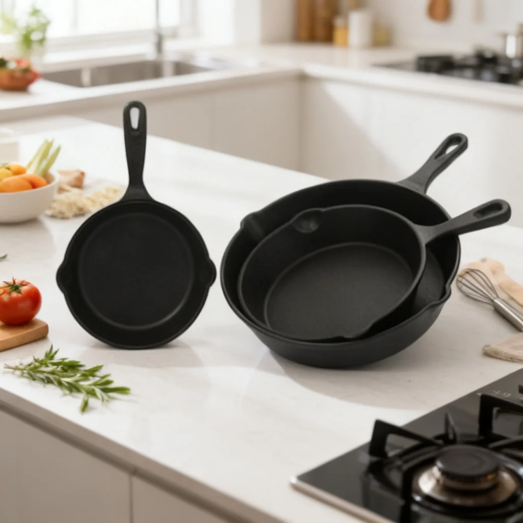 Pre-seasoned Cast Iron Frying Pan Set 3-Piece 16/20/26cm Skillet Set for Home Stove Oven Cooking Grilling Top Quality 2026