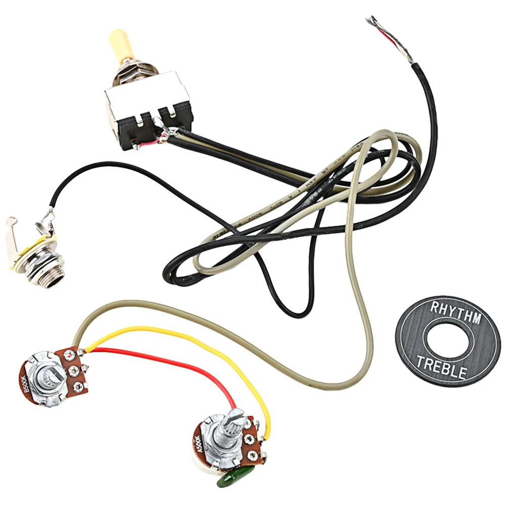 

1 set 1 Set Electric Wiring Replacement 500K Pots Metal Plastic Parts Harness For Pickup Wiring Harness Guitar Parts