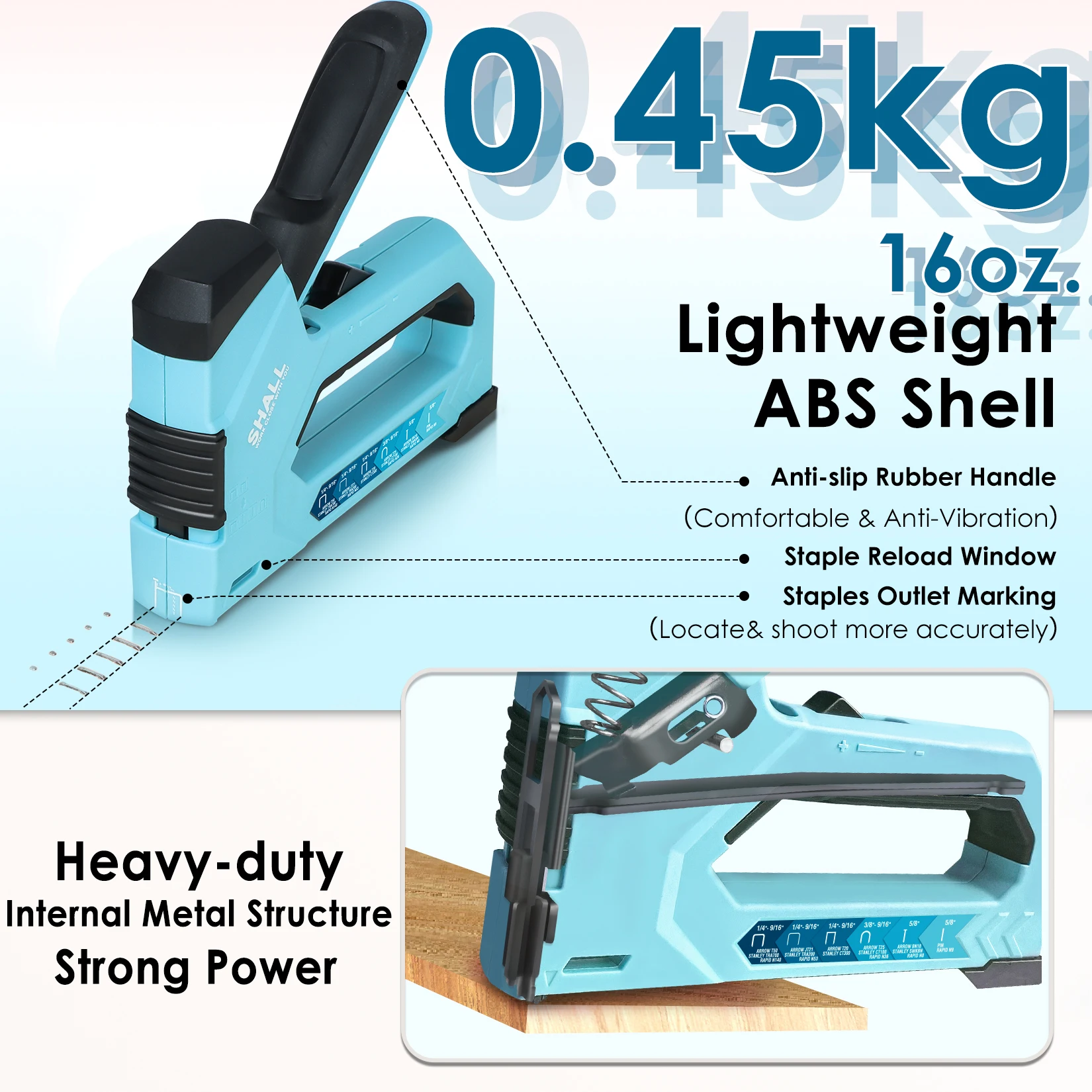 SHALL 6-in-1 Nail Gun Heavy Duty Upholstery Stapler Nail Gun with 4000 Counts Staples Manual Brad Nailer Staple gun for home DIY