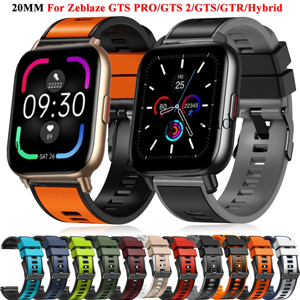 20mm Silicone Bands For Zeblaze GTS PRO GTS 2 Hybrid Smartwatch Strap Zeblaze Btalk 2 Lite GTR 3 Sport Wristband Bracelet Correa