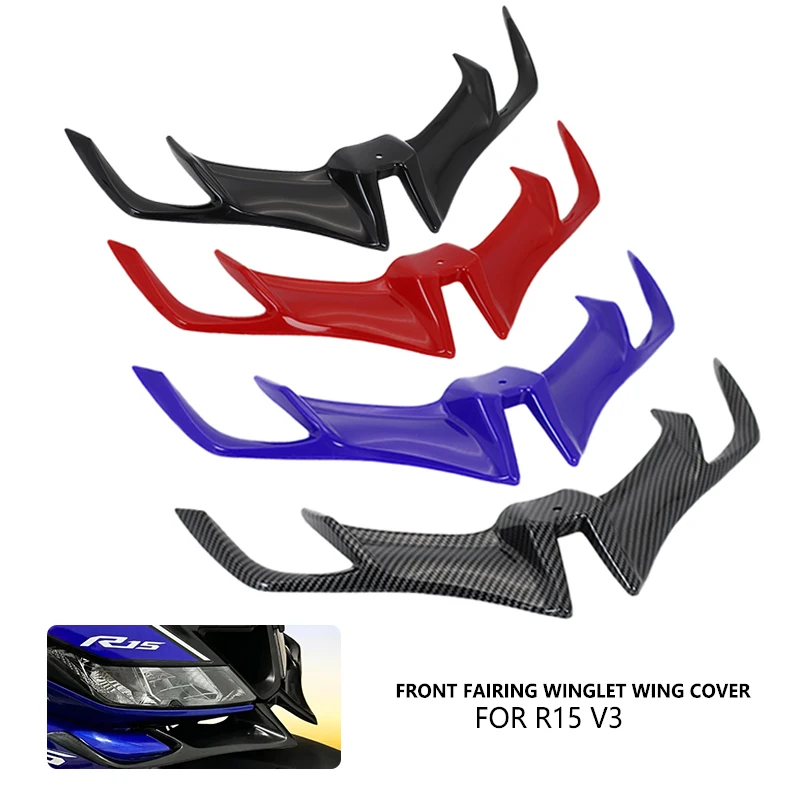 For YAMAHA R15 V3 2017 2018 2019 2020 2021 Motorcycle Front Fairing Winglet Wing Cover Trim Shark Fin Beak Accessories