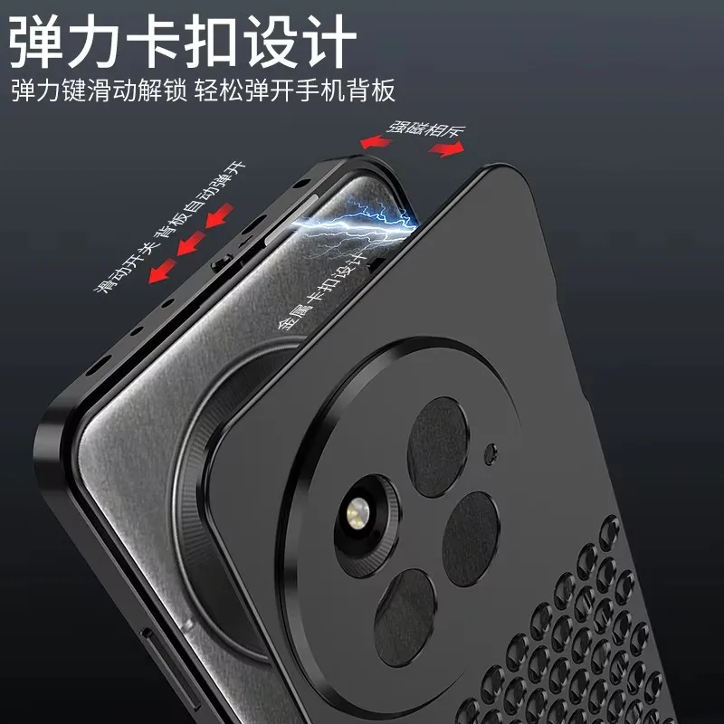 

Metal Hollow Heat Dissipation Cover For OnePlus ACE 5 Ace5 Pro One Plus ACE 5Pro Case Spring Buckle Aluminum Metal Phone Capa