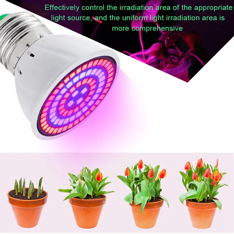 2pcs E27 E14 60LEDs Plant Grow Light Phyto Lamps Led Full Spectrum Growing Bulb for Greenhouse Hydroponics Growth Fitolampy