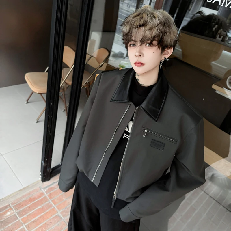 

Cleanfit American Retro Barn Sle ort Leather Flight Jaet Men's High Sensation Cool Patchwork Outerwear Autumn Winter