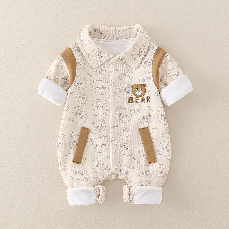 UNITIM طفل الفتيات السروال القصير الخريف الشتاء الدب المطبوعة الوليد الصبي داخلية رفض طوق الاطفال طفل الفتيان حللا وزرة #2