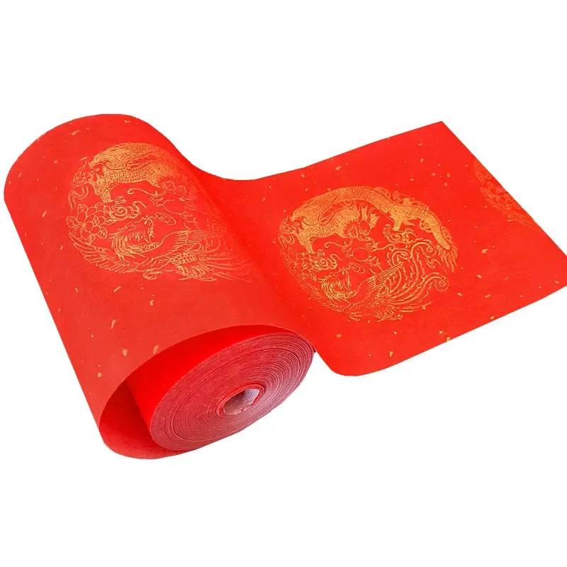 New Year Red Paper Rolling Chinese Half Ripe Red Rice Paper Chinese Spring Festival Couplets Decoupage Xuan Paper Rijstpapier