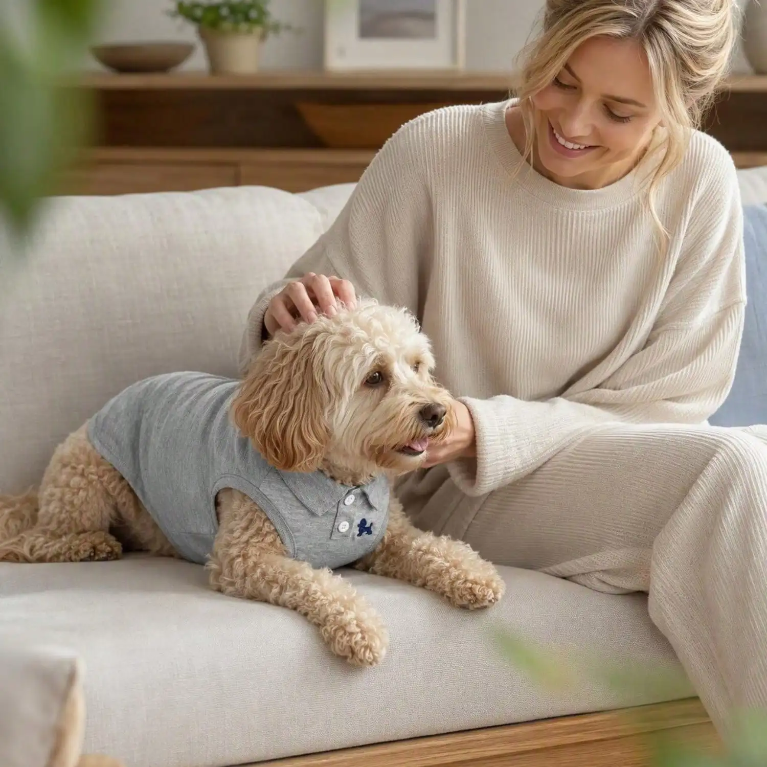 1 Stück graue, ärmellose Polo-Weste für Haustiere, besticktes Hundeshirt für kleine Welpen. – Detail 9