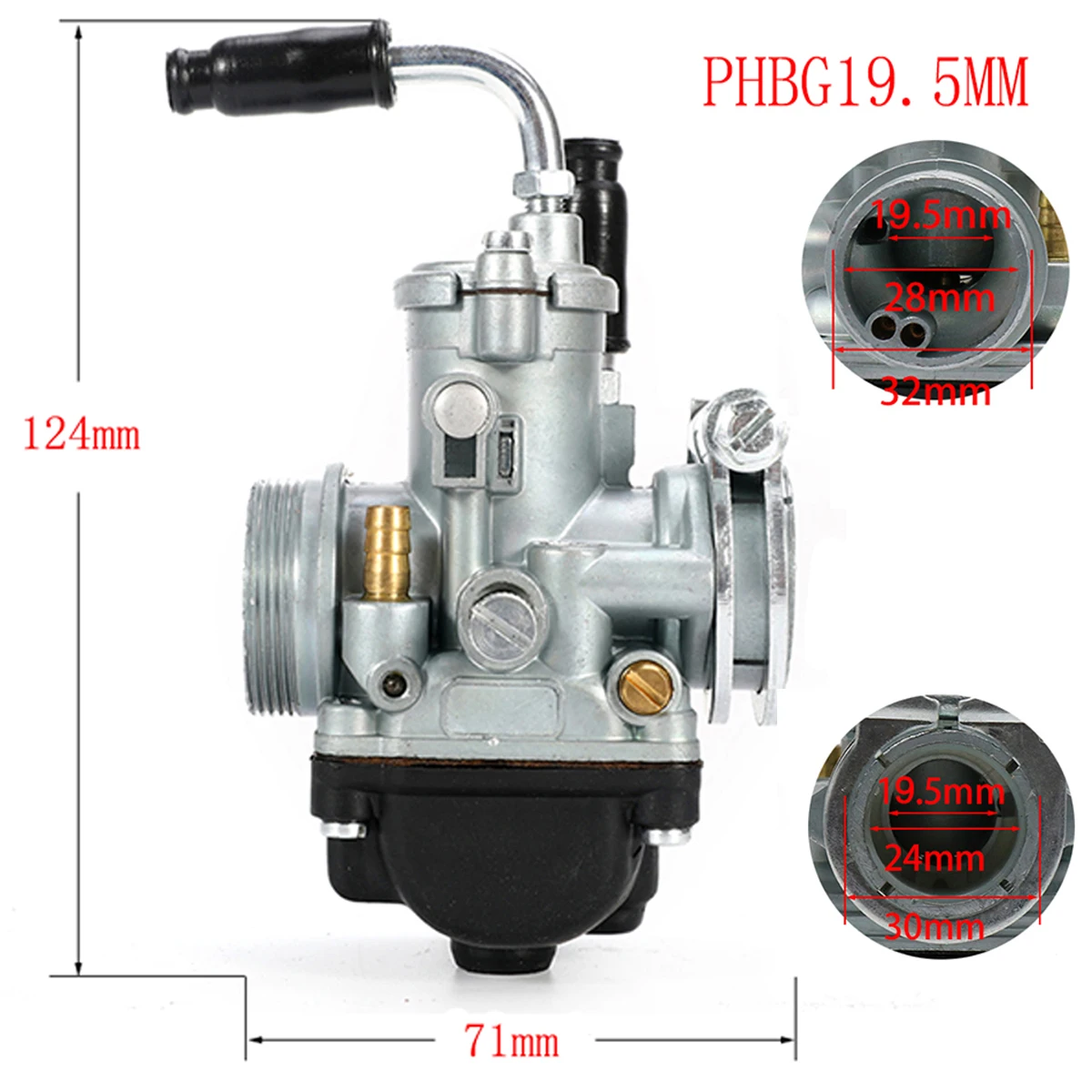 PHBG Carburetor 17 19 21mm 2T Motorcycle Racing Carb With Air Intake For Dellorto RS50 47cc 49cc GY6 JOG 50cc 90cc DIO90