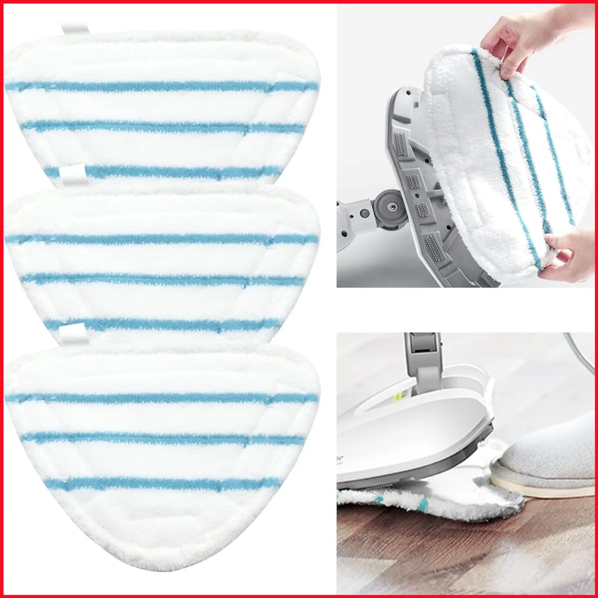 Microfiber Steam Mop Covers, Steam Mop Pad Cleaning Cloths, Universal Triangle Cloth for Hot Spray Steam Cleaner