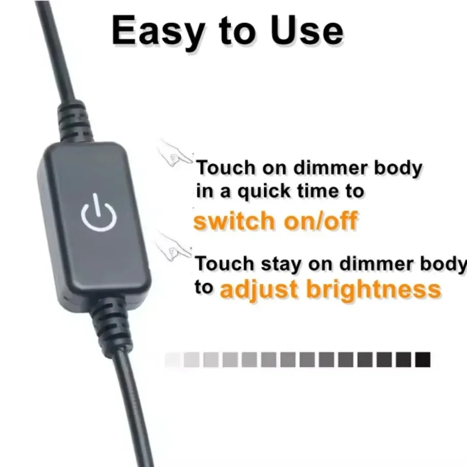 DC 5V-24V LED Touch Dimming Switch 0-100% Dimming DC USB Female To Male Extension Cord for Single Channel LED Strip Lights Parts