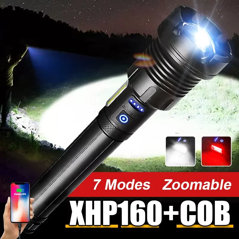 2025 New 15000mAh White Laser Flashlights 100000LM Ultra Powerful Flashlight Zoom USB Rechargeable Lantern Outdoor Camping Torch