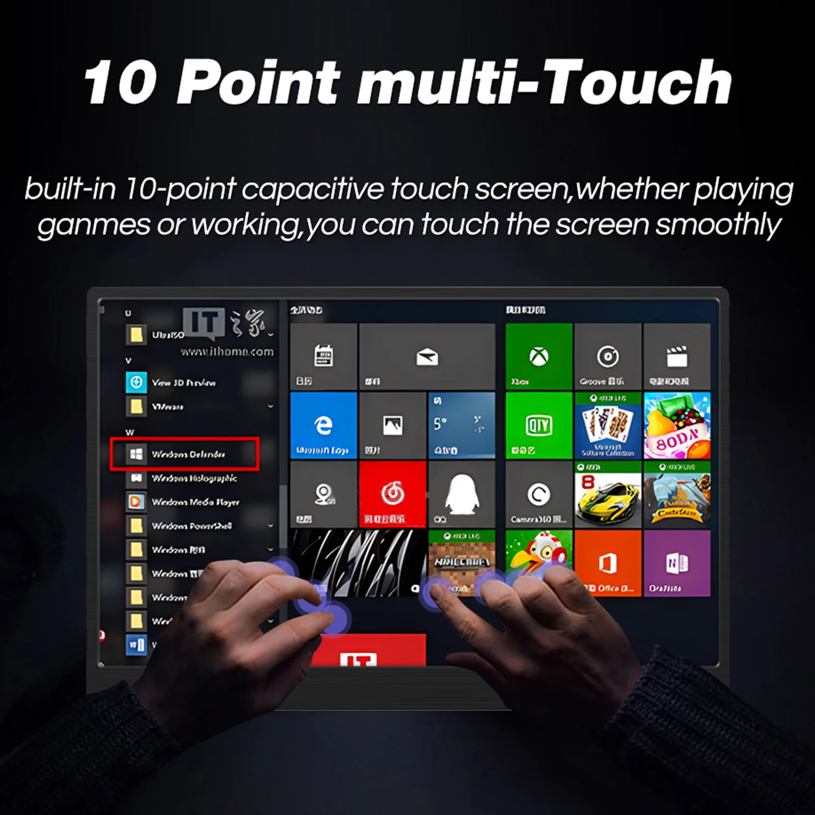 Touch Portable Monitor 14Inch IPS Panel Screen Computer Extended Display with Speaker Support Type C HDMI For Switch Xbox Laptop