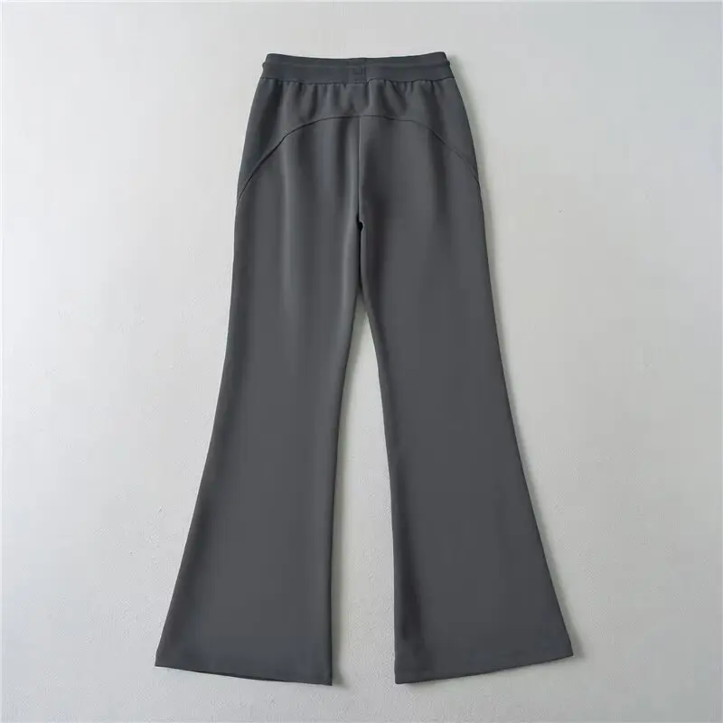 Pantalones Deportivos Casuales de Cintura Alta con Cordón, Ajuste Holgado, Estilo Acampanado, Pantalones Largos de Moda Premium para Mujer, Pantalones de Pierna Ancha